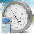 3in1 Weather Station Analog - Barometer, Hygrometer & Thermometer for Indoor - Ø 13,5cm Stainless Steel Frame with