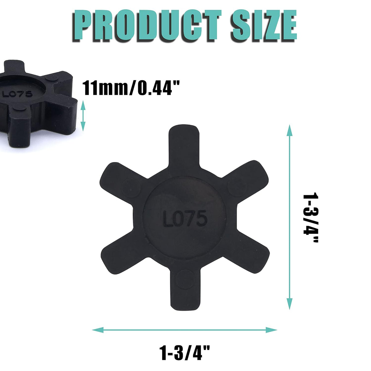 Flexible L075 NBR Rubber Spider Insert Solid Spider Center Inserts Fits for Lovejoy Martin L-Jaw Coupling (4 Pack)