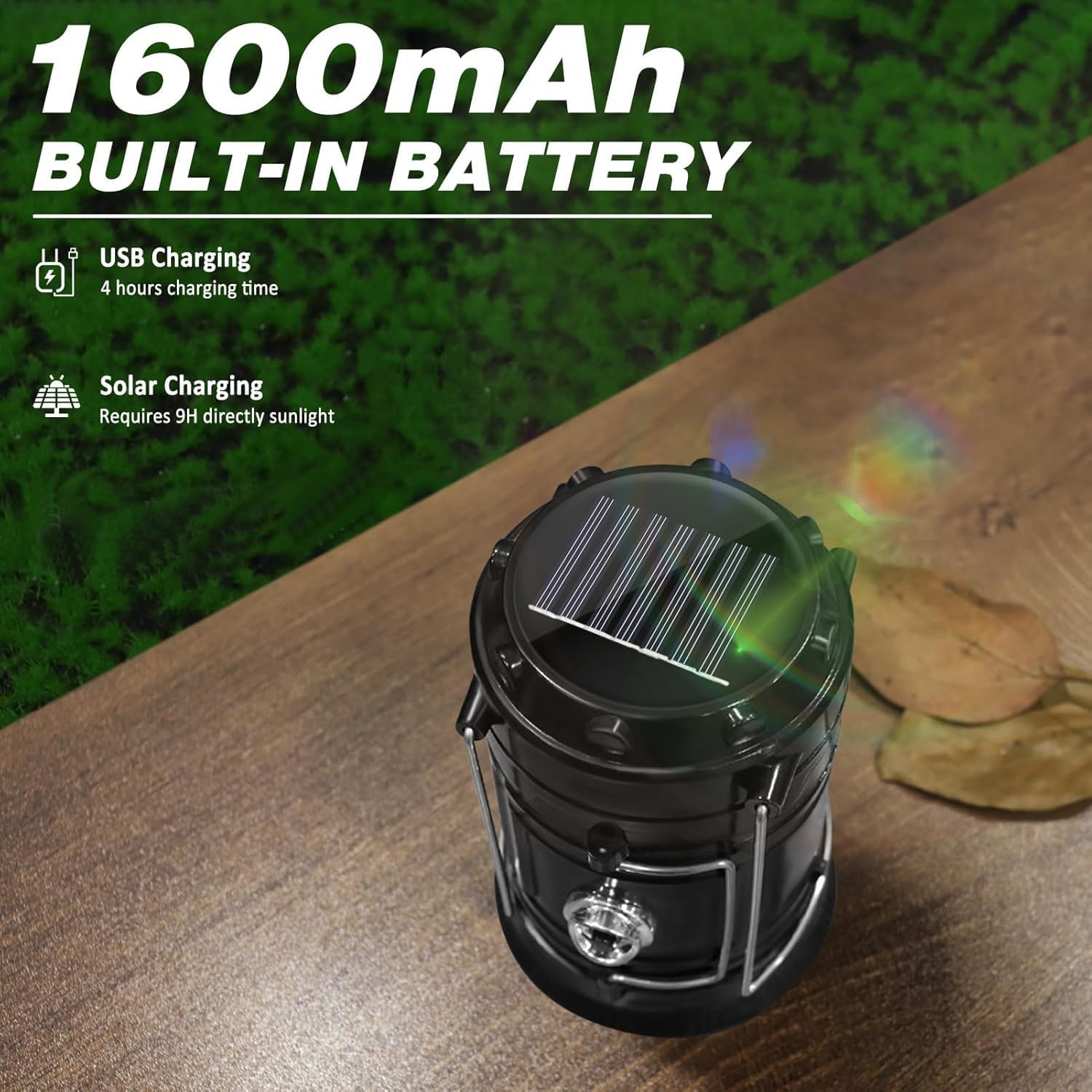 4-Pack Solar Camping Lantern, Collapsible LED Solar USB Rechargeable Lantern Flashlight Emergency Hanging Lights for