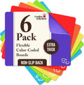 Extra Thick Flexible Plastic Cutting Board Mats, Set of 6 for Kitchen, BPA Free, Non-Slip Waffle Back, Dishwasher
