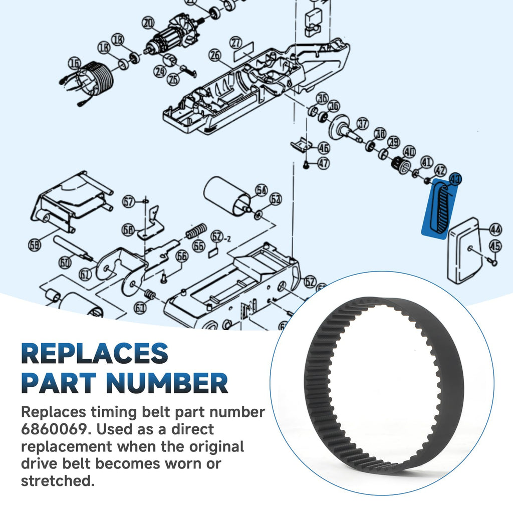 6860069 Timing Drive Belt Compatible with Ryobi BE-321 Sanders, 2-Pack