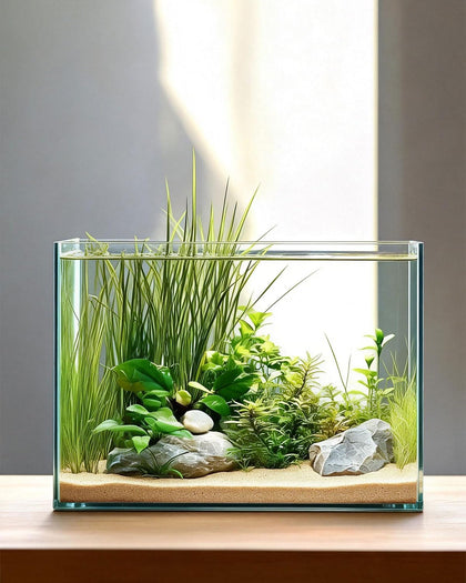 3.5 Gallon Nano Glass Fish Tank, Ultra-Clear Rimless Desktop Aquarium