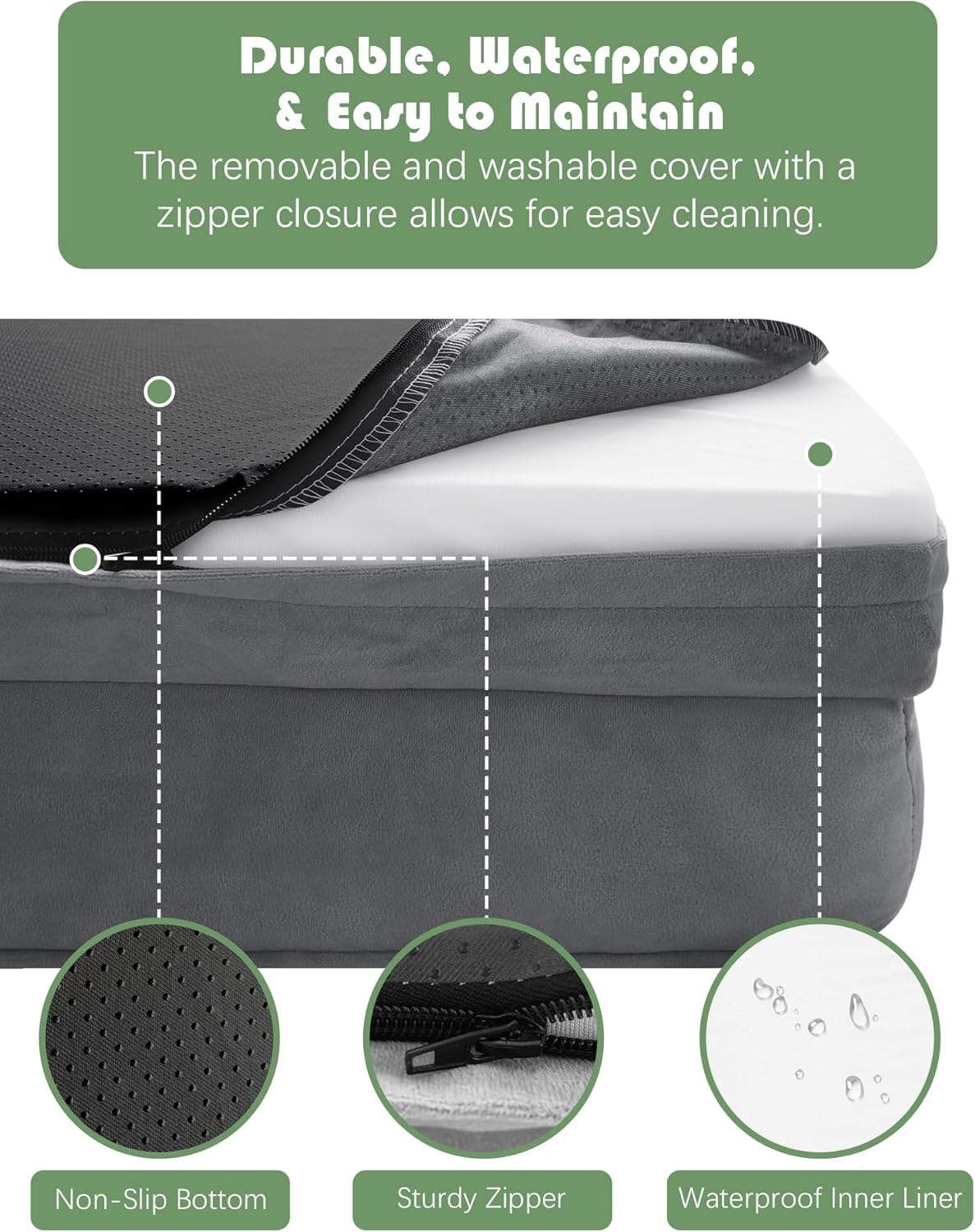 Orthopedic Dog Bed with Sides - Dog Sofa Beds for Medium Dogs, Supportive Foam Pet Couch Bed with Washable Removable