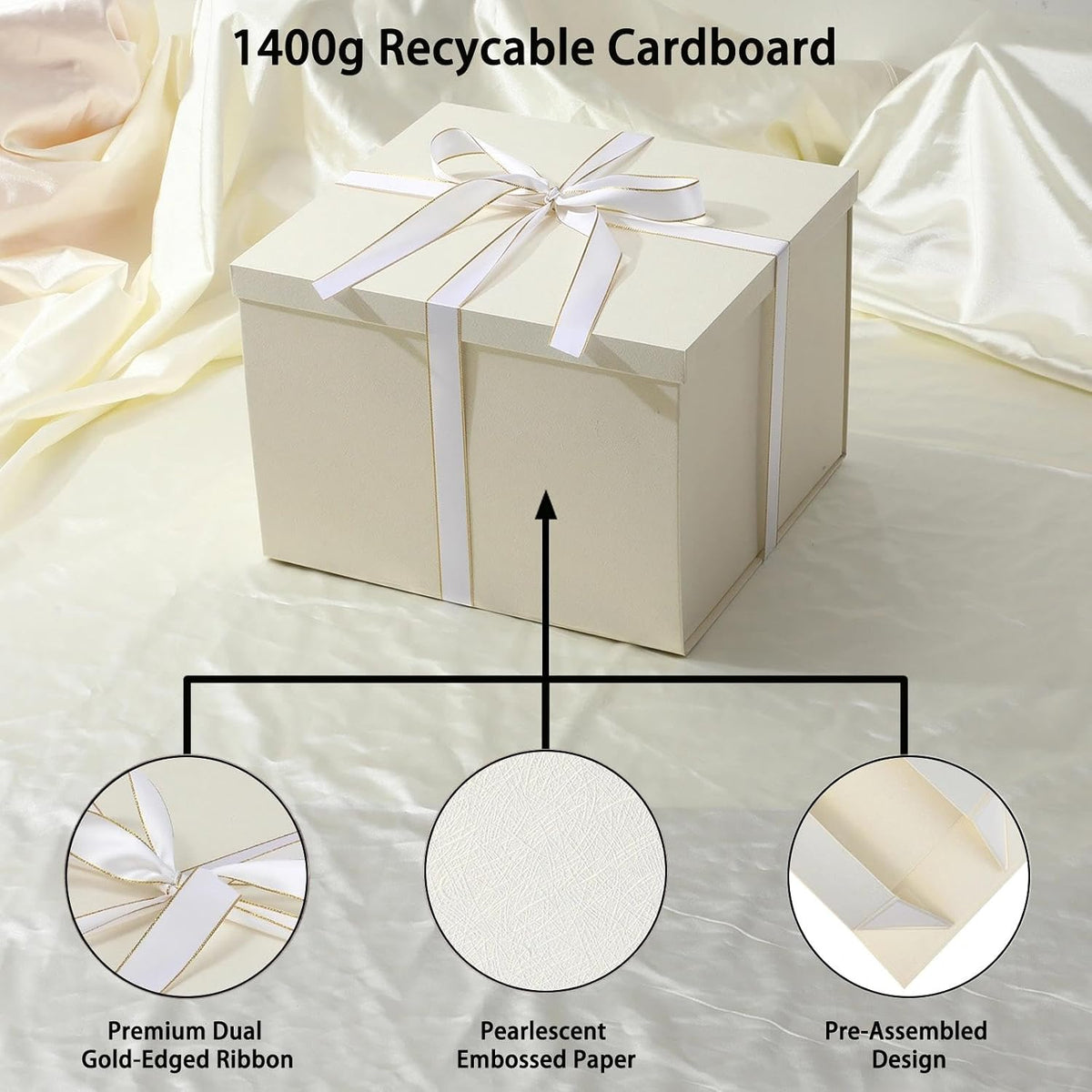Extra Large White Gift Box with Lid 13x12x9 Inch for Presents