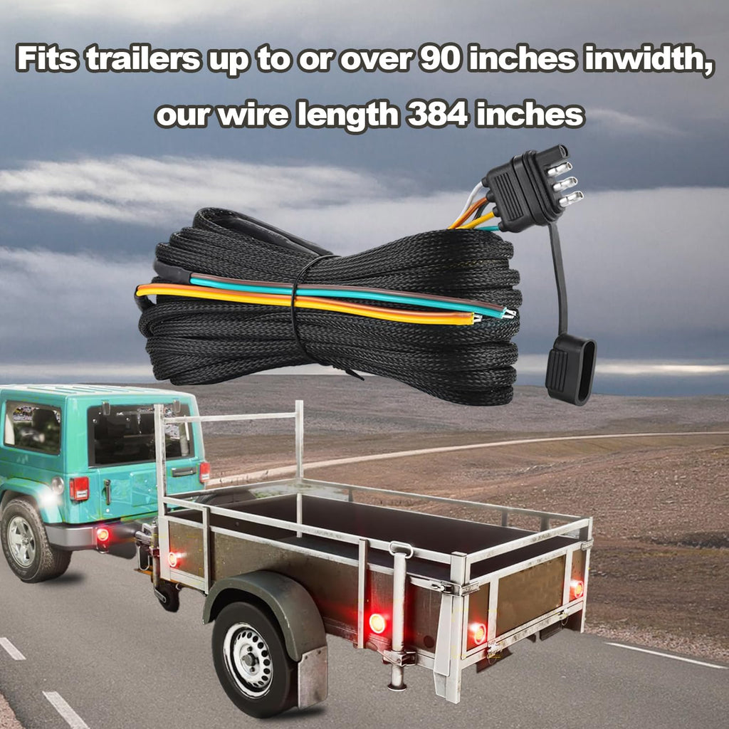32FT Trailer Wiring Harness Kit, 4 Pin 5 Wire Trailer Wiring Harness
