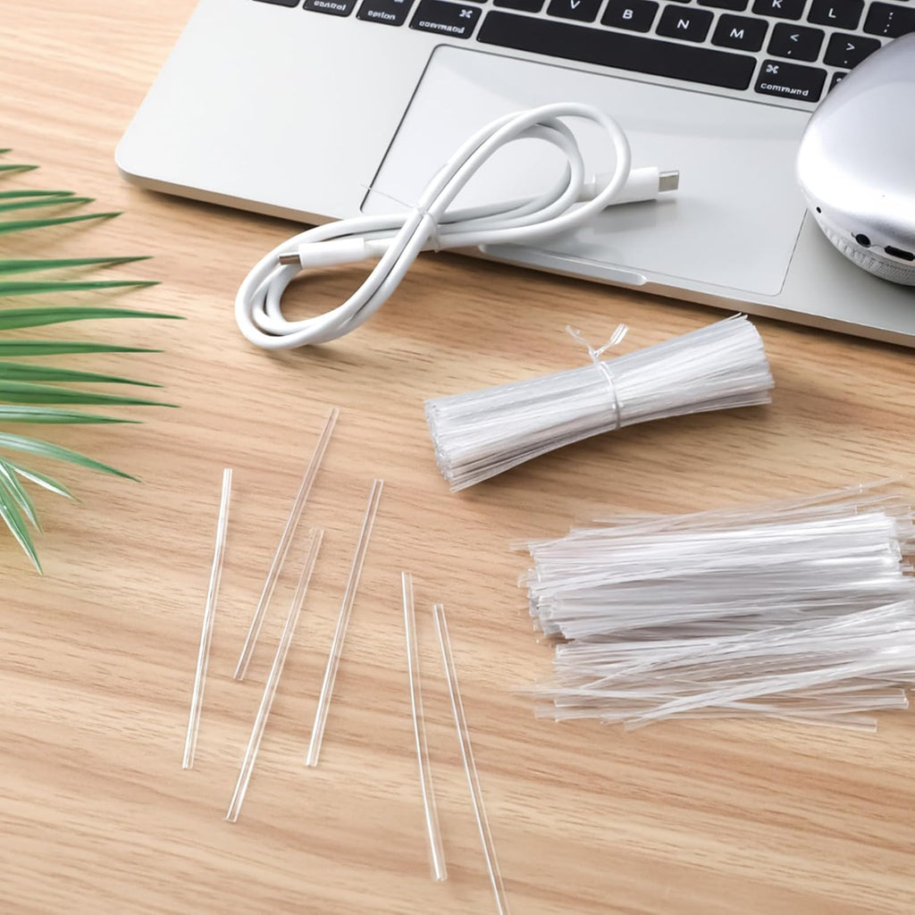 1000 Pcs Clear Twist Ties, 4 Inch Metal Wire Twists Tie Reusable Plastic Twist Ties for Plastic Bags Bread Coffee