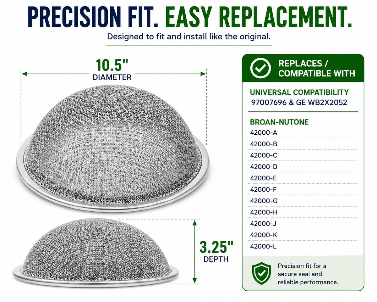 GE WB2X2052 Filter Compatible Replacement – Range Hood Grease Filter, 10.5" Dome Aluminum Mesh, Fits