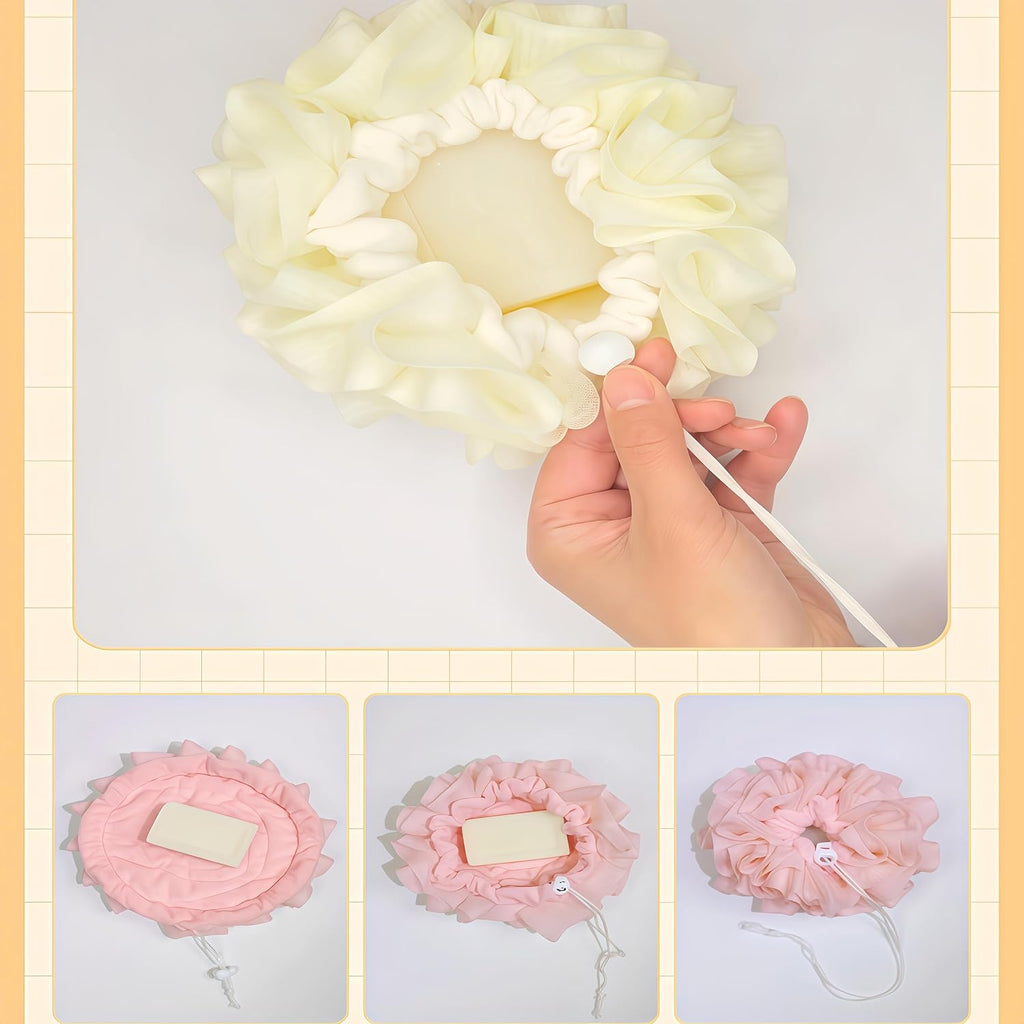 3-Pack Bath Loofah Set with Dual-Sided Shower Puff - Includes Soap Pocket, Hanging Rope, and Gift Box - Loofah for