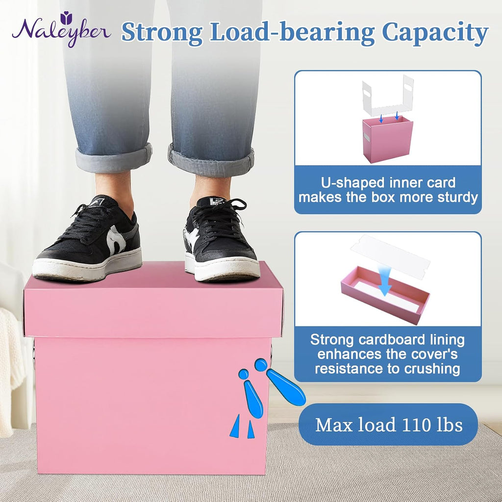 File Organizer Box with Lid & Handle, Thickened Cardboard Hanging File Folder Storage Boxes for Letter Size, Portable