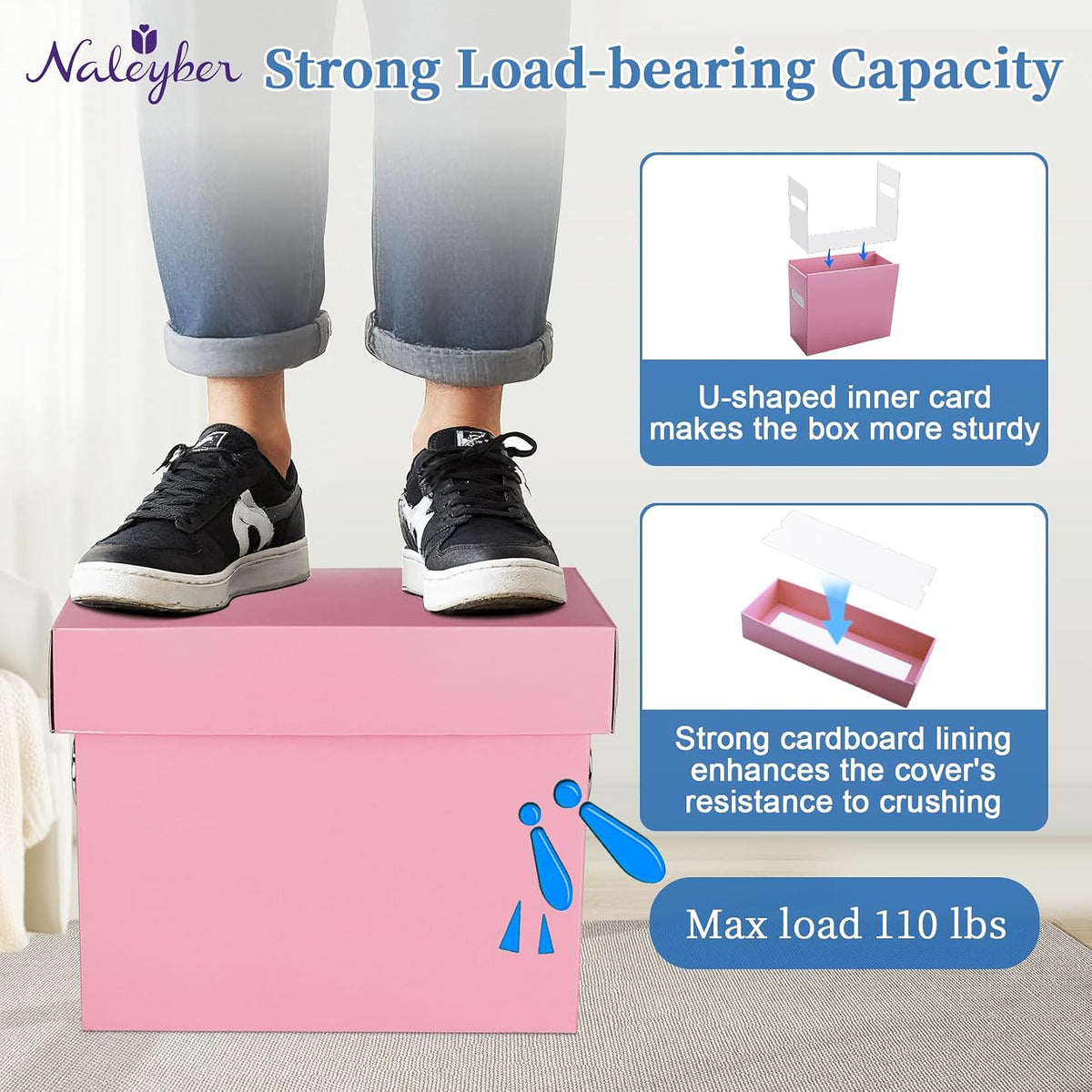 File Organizer Box with Lid & Handle, Thickened Cardboard Hanging File Folder Storage Boxes for Letter Size, Portable