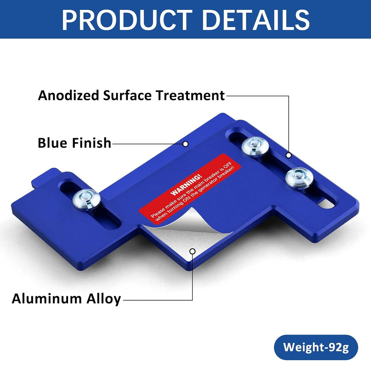 Blue Generator Interlock for Eaton/Cutler Hammer/BR Panels
