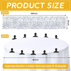 12 Pack Round Plastic Tablecloth Sequin Runner Set, Silver, White
