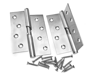 1 Pair 4"/100mm Stainless Steel Rising Butt Handed Lift Off Door Hinge (Left)
