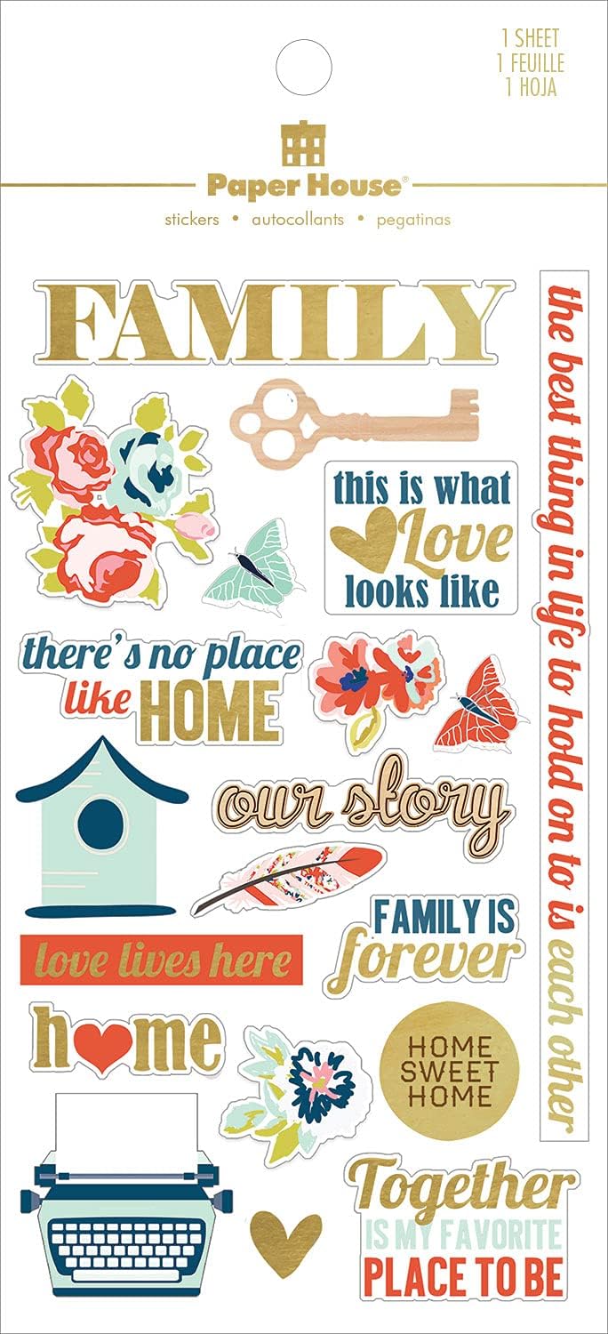 Happy Family Clear Sticker, 4 x 7-inch, 3 Pack