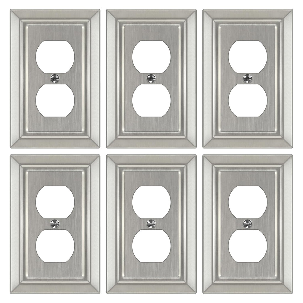Metal Wall Plate for Electrical Outlets, Outlet Covers Wall Plate, 6 Pack