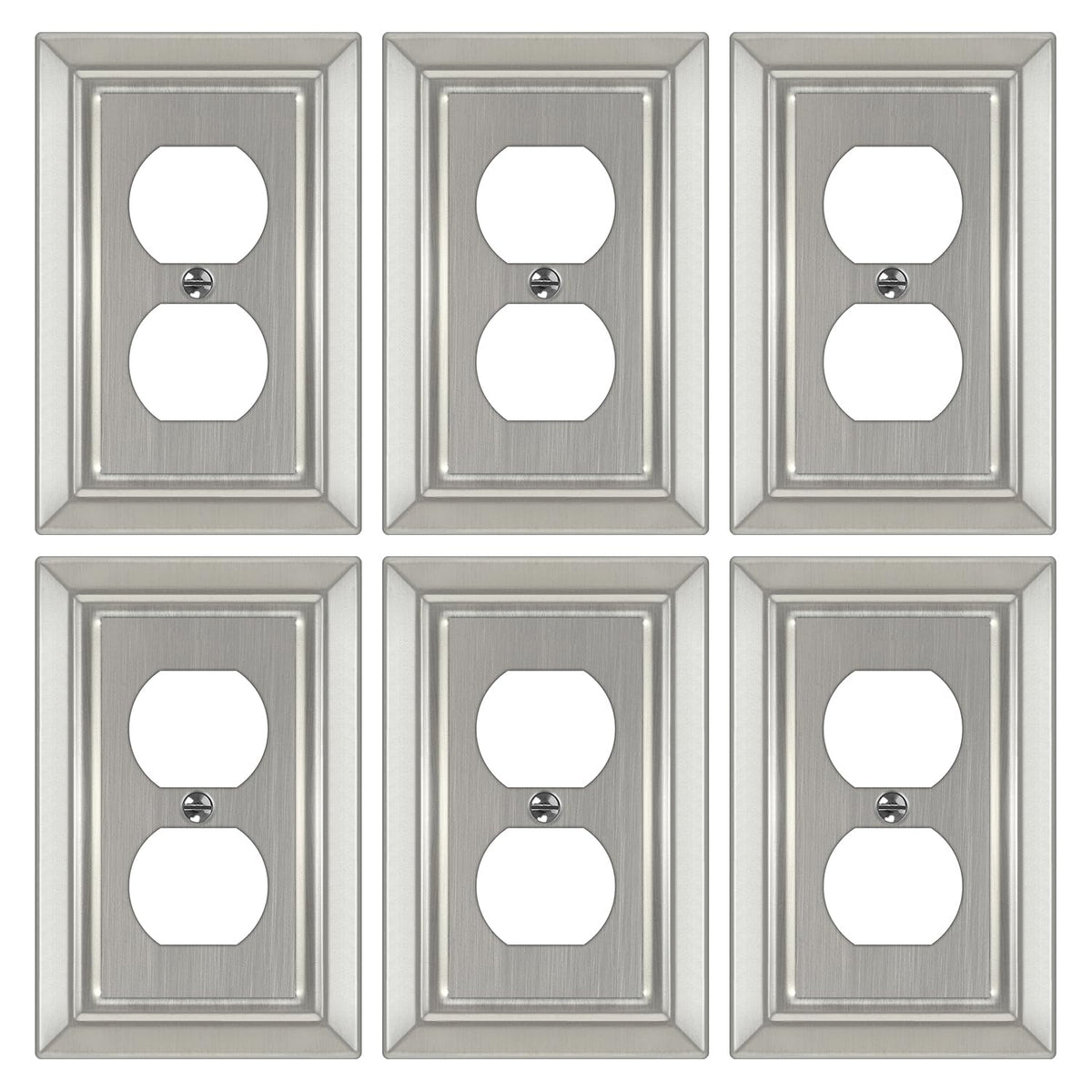 Metal Wall Plate for Electrical Outlets, Outlet Covers Wall Plate, 6 Pack