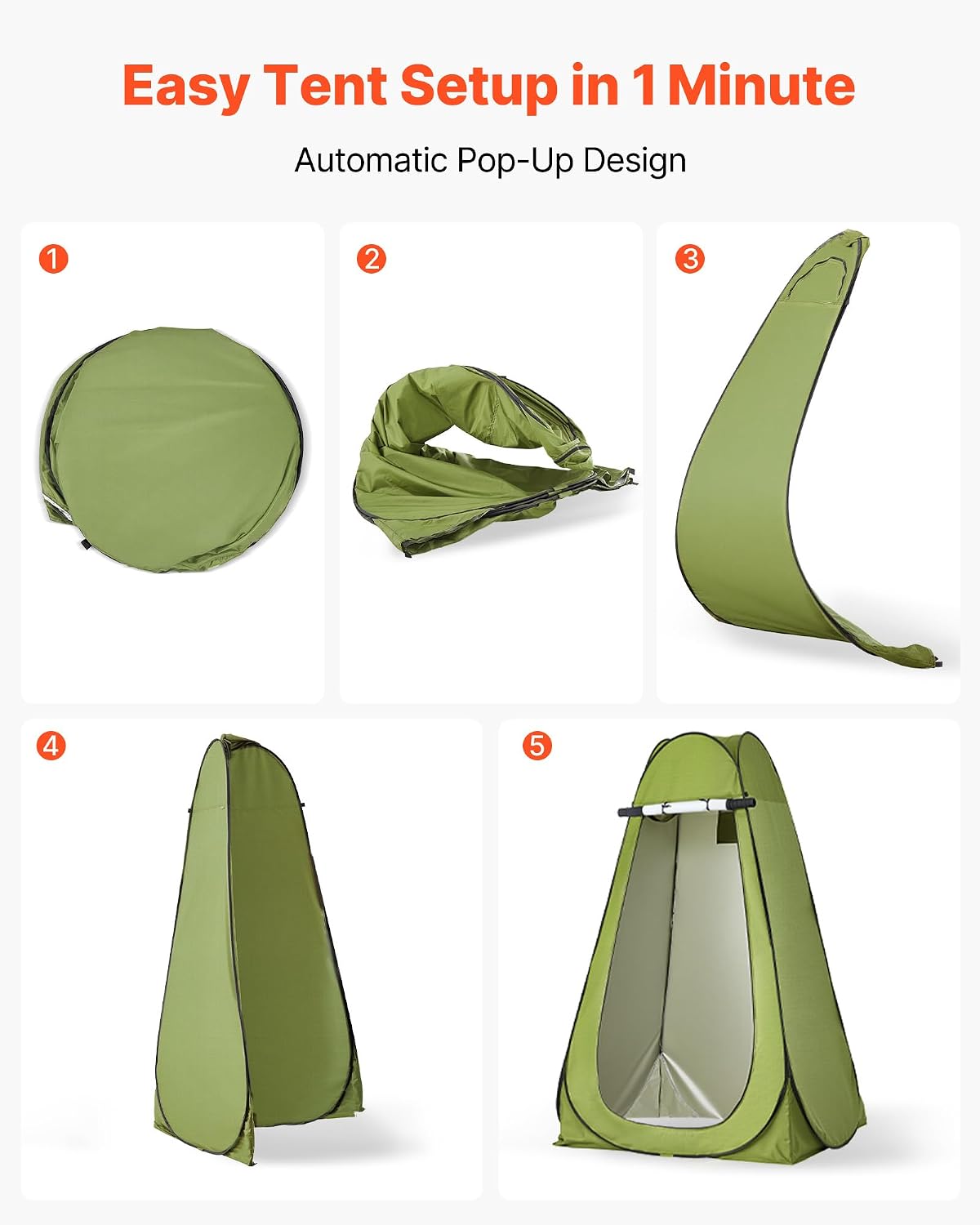 Portable Toilet Kit, 330 lbs Load Capacity, Folding Camping Toilet with Pop-Up Privacy Tent, Outdoor Travel Potty for