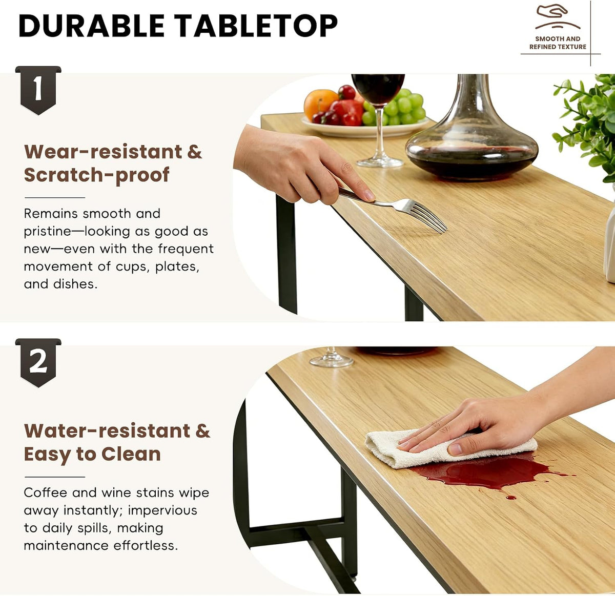 Bar Table Industrial Kitchen Dining Counter Height Table Rectangular High Top Pub Table with Sturdy Metal Legs for