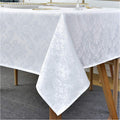 White Jacquard Damask Rectangle Tablecloth, 60 x 120 Inch