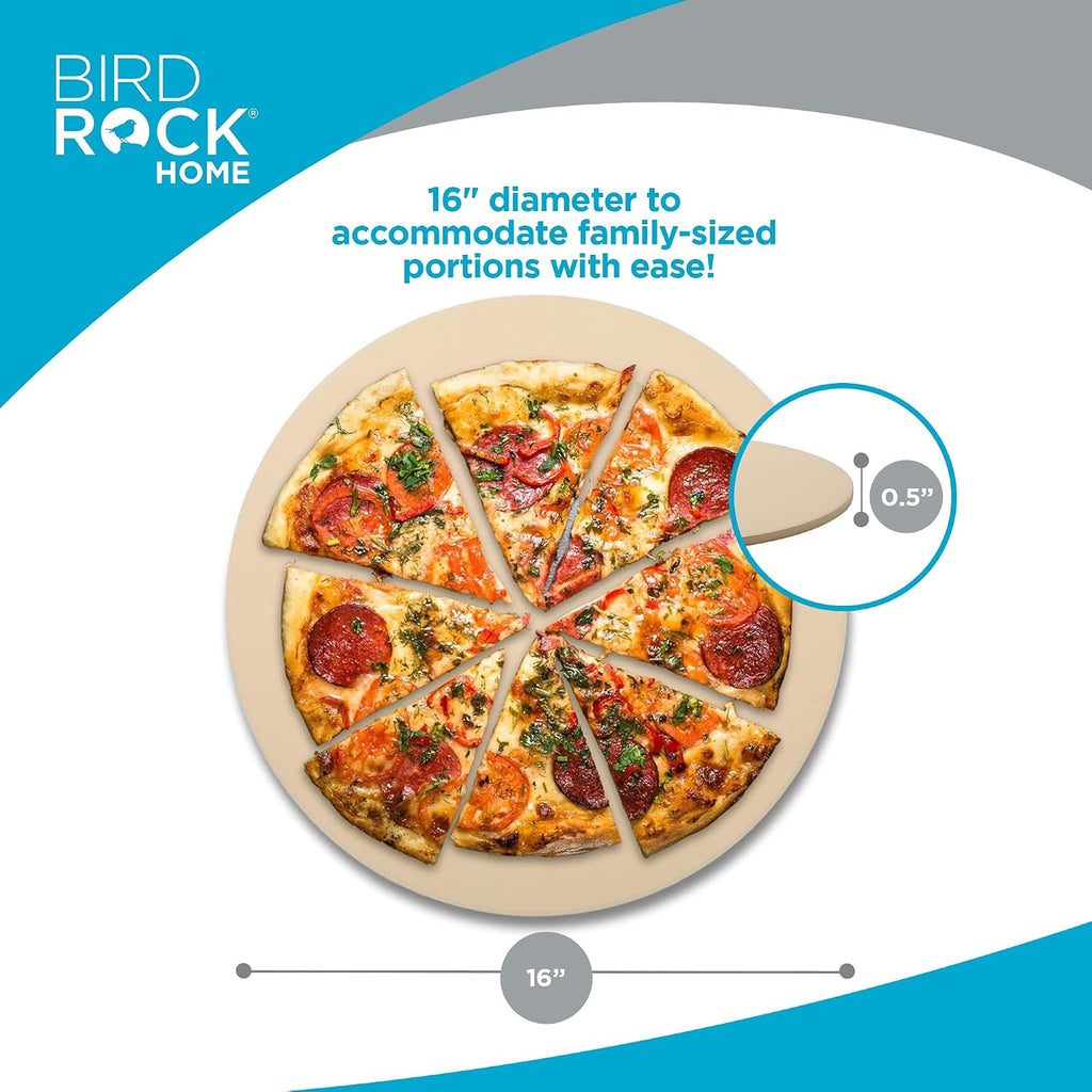 Pizza Stone for Oven and Grill | 16" Cordierite Baking Stone for Cooking, Bread, Pie, BBQ | Indoor - Outdoor | Grill