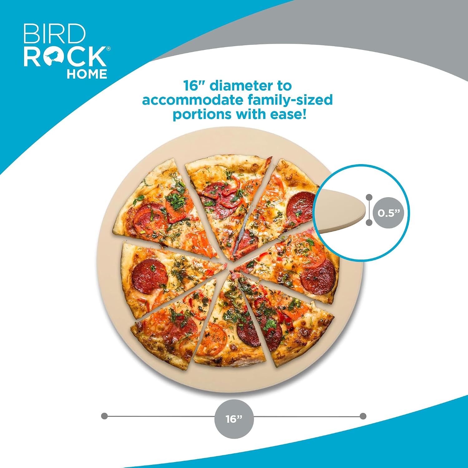 Pizza Stone for Oven and Grill | 16" Cordierite Baking Stone for Cooking, Bread, Pie, BBQ | Indoor - Outdoor | Grill