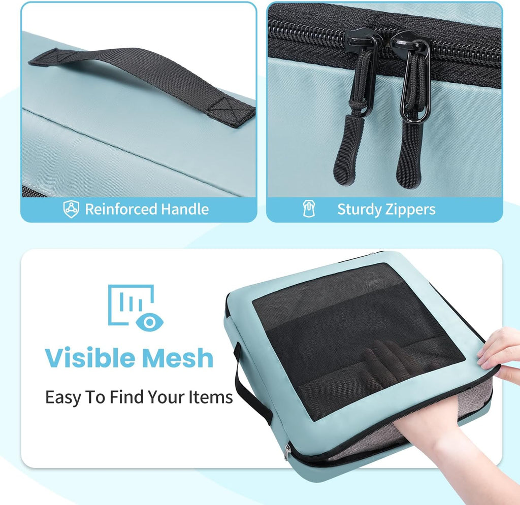 Mesh Packing Cubes for Travel, Durable Luggage Organizer with Sturdy Material and Double Zippers, Comprehensive Set