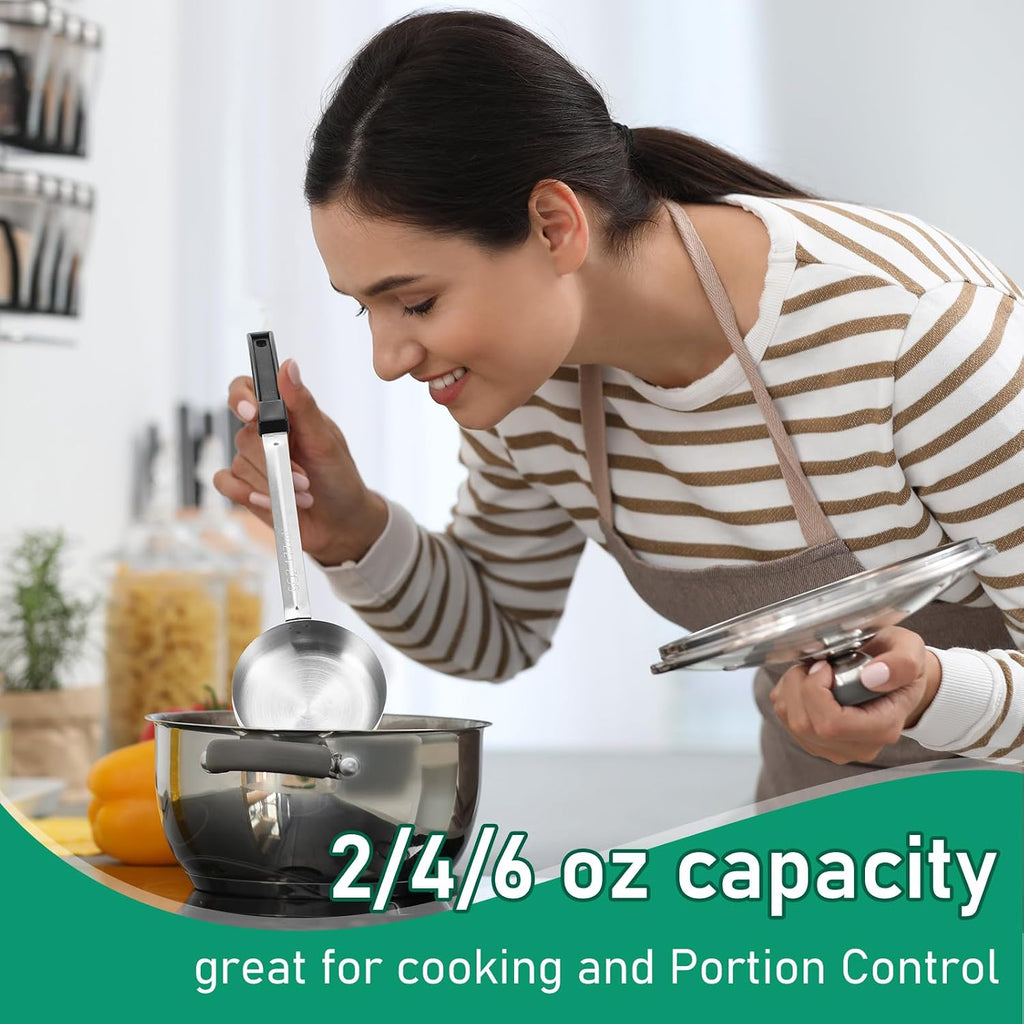 6 Pcs Portion Control Serving Spoons, Restaurant Measuring Serving Ladle Utensils, Portion Control Slotted and