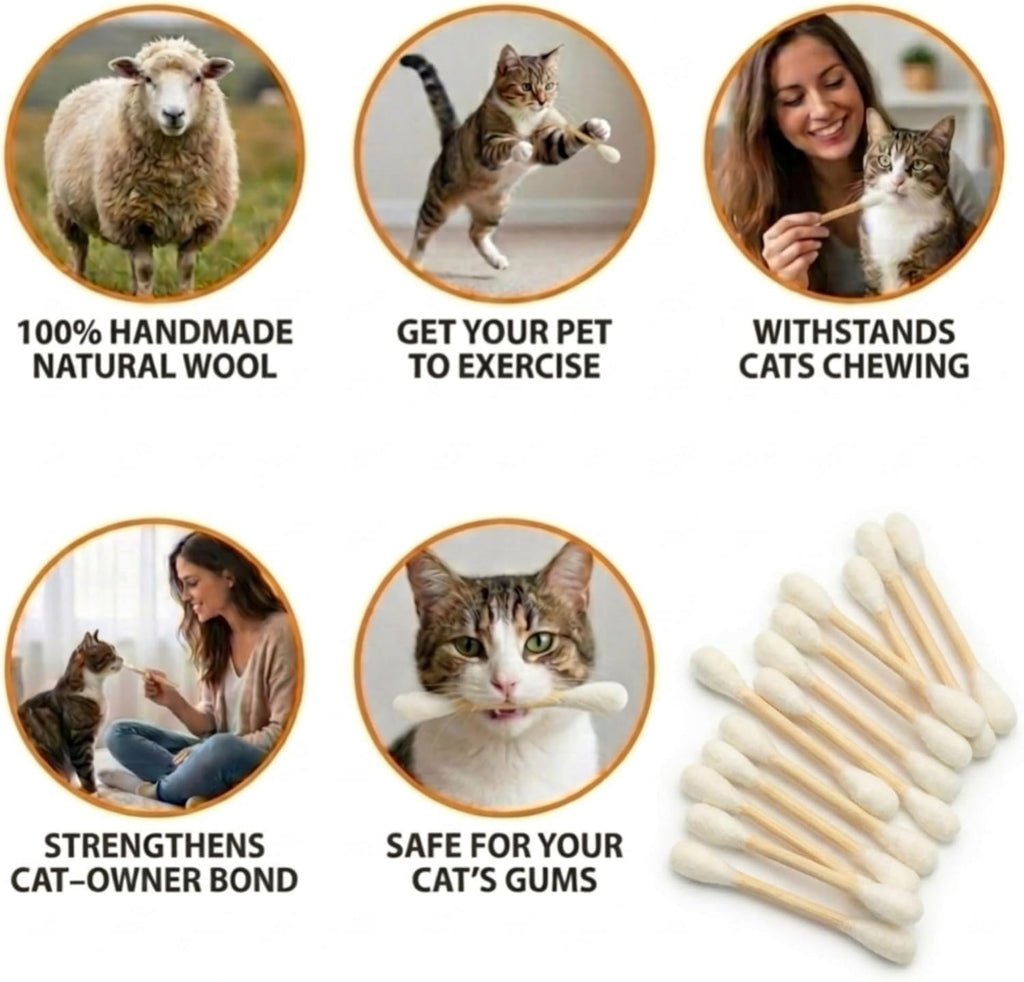 Swabs Cat Toys with Catnip - 6 Pk | Durable for Chew, Cute Cat Toys Interactive Kitty for Boredom, Exercise, & Play |