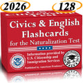 US Citizenship Flash Cards 2026 with 128 Civics Questions and English Literacy Cards for Naturalization Test
