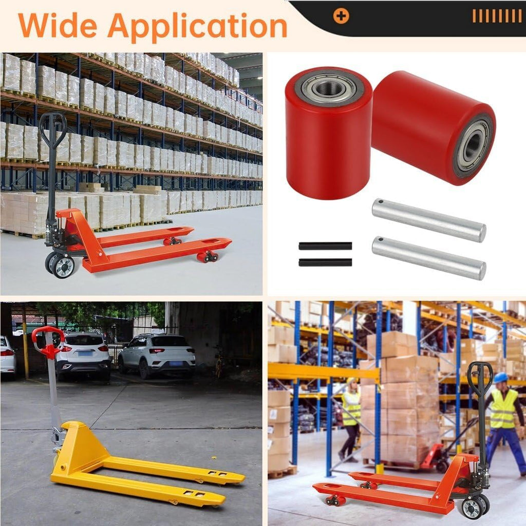 1 Pair Pallet Jack Load Wheels, Manual Pallet Jack Truck Wheels 3” x 3.75” with Bearings ID 20mm, Pallet Jack and