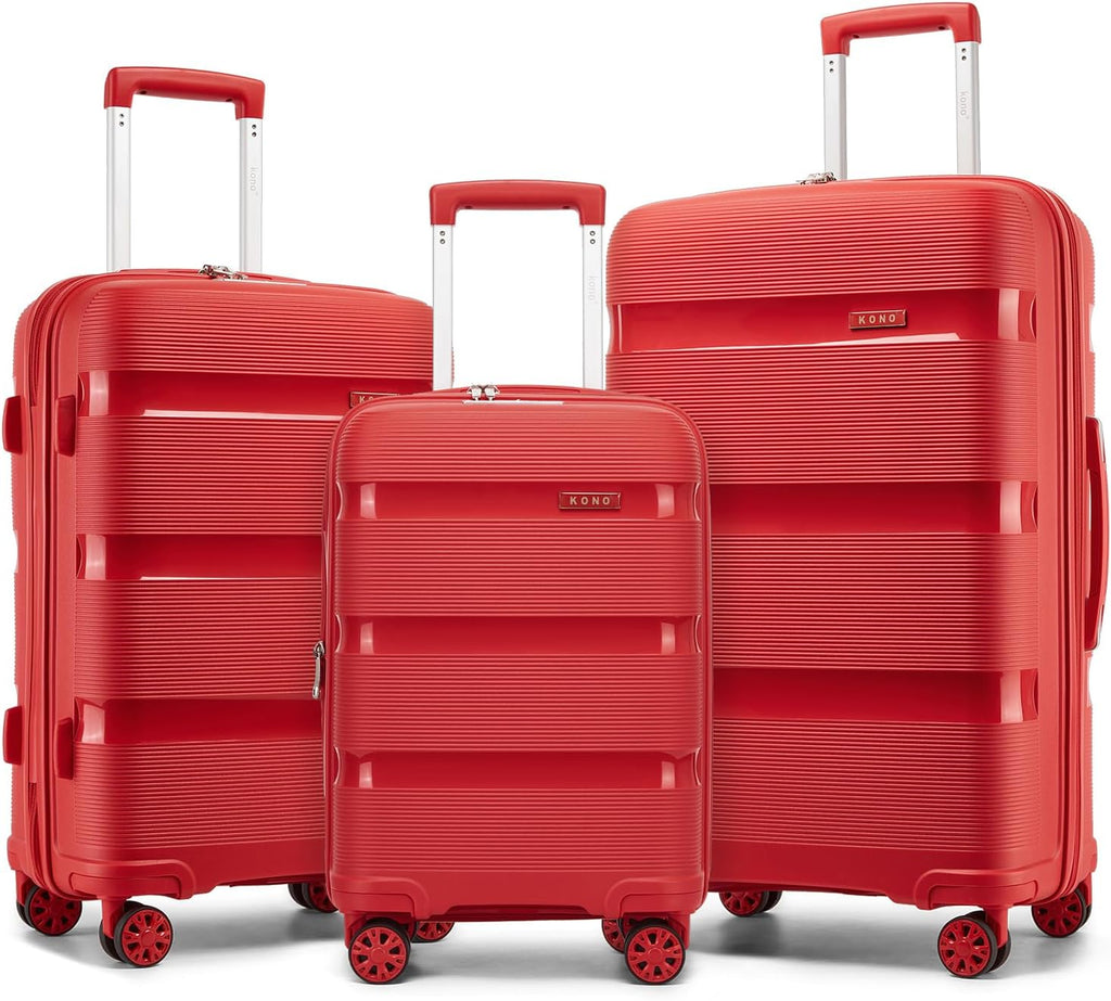 Luggage Sets 3 Piece Hard Shell Travel Trolley 4 Spinner Wheels Lightweight Polypropylene Suitcase with TSA Lock