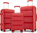 Luggage Sets 3 Piece Hard Shell Travel Trolley 4 Spinner Wheels Lightweight Polypropylene Suitcase with TSA Lock