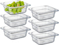 6-Pack 1/6 Size 2.5" Deep NSF Polycarbonate Food Pans | Dishwasher & Freezer Safe Clear Container for Prep Tables
