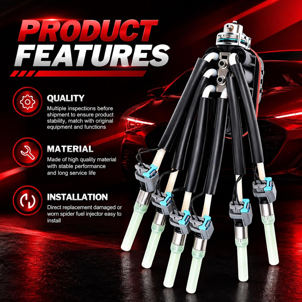FJ503 Spider Fuel Injectors 6 Cylinder Compatible with Chevy Silverado