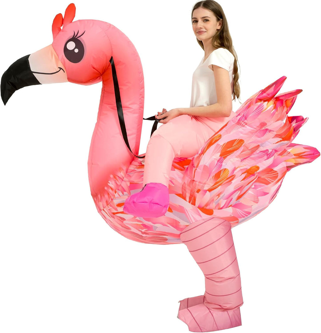 Halloween Inflatable Costume Adult,Blow Up Ride On Flamingo Suit Men Women