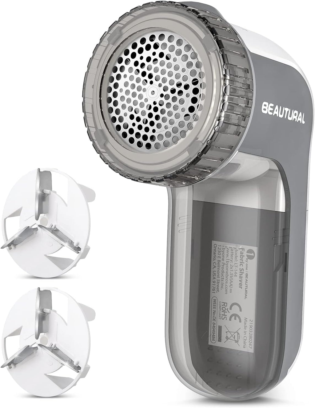 Fabric Shaver and Lint Remover, Portable Sweater Defuzzer | Battery Operated, 2 Speeds, 2 Replaceable Stainless Steel
