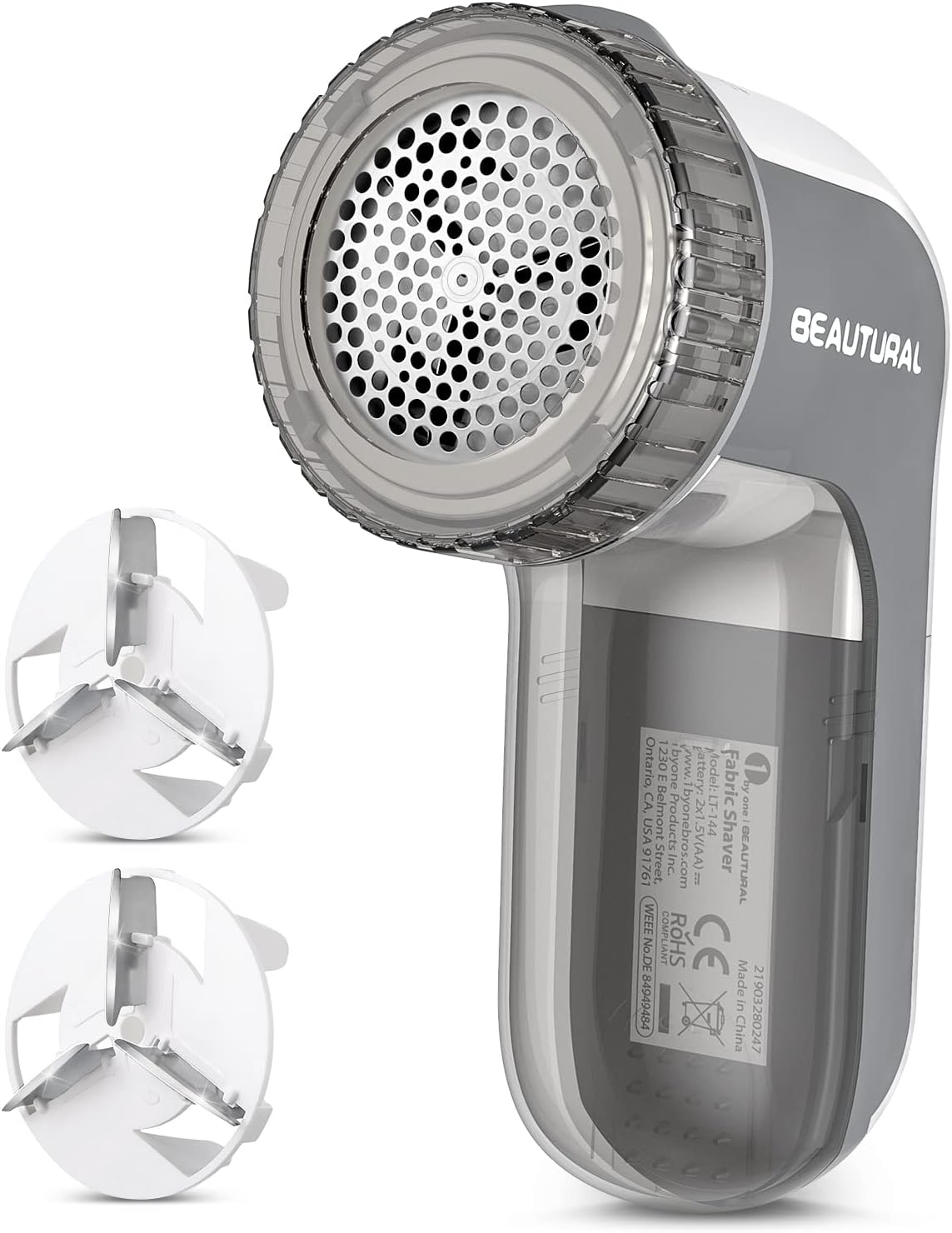 Fabric Shaver and Lint Remover, Portable Sweater Defuzzer | Battery Operated, 2 Speeds, 2 Replaceable Stainless Steel