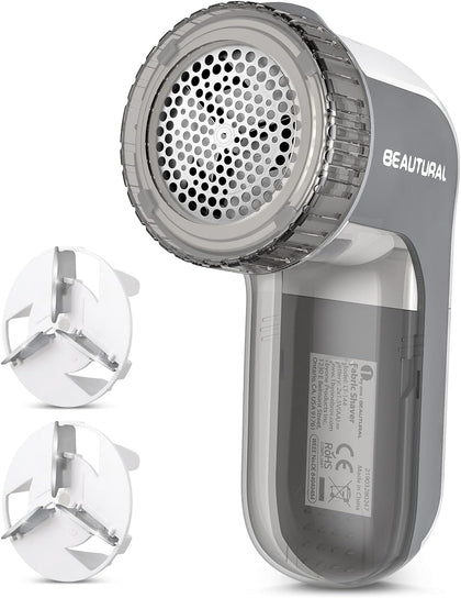 Fabric Shaver and Lint Remover, Portable Sweater Defuzzer | Battery Operated, 2 Speeds, 2 Replaceable Stainless Steel