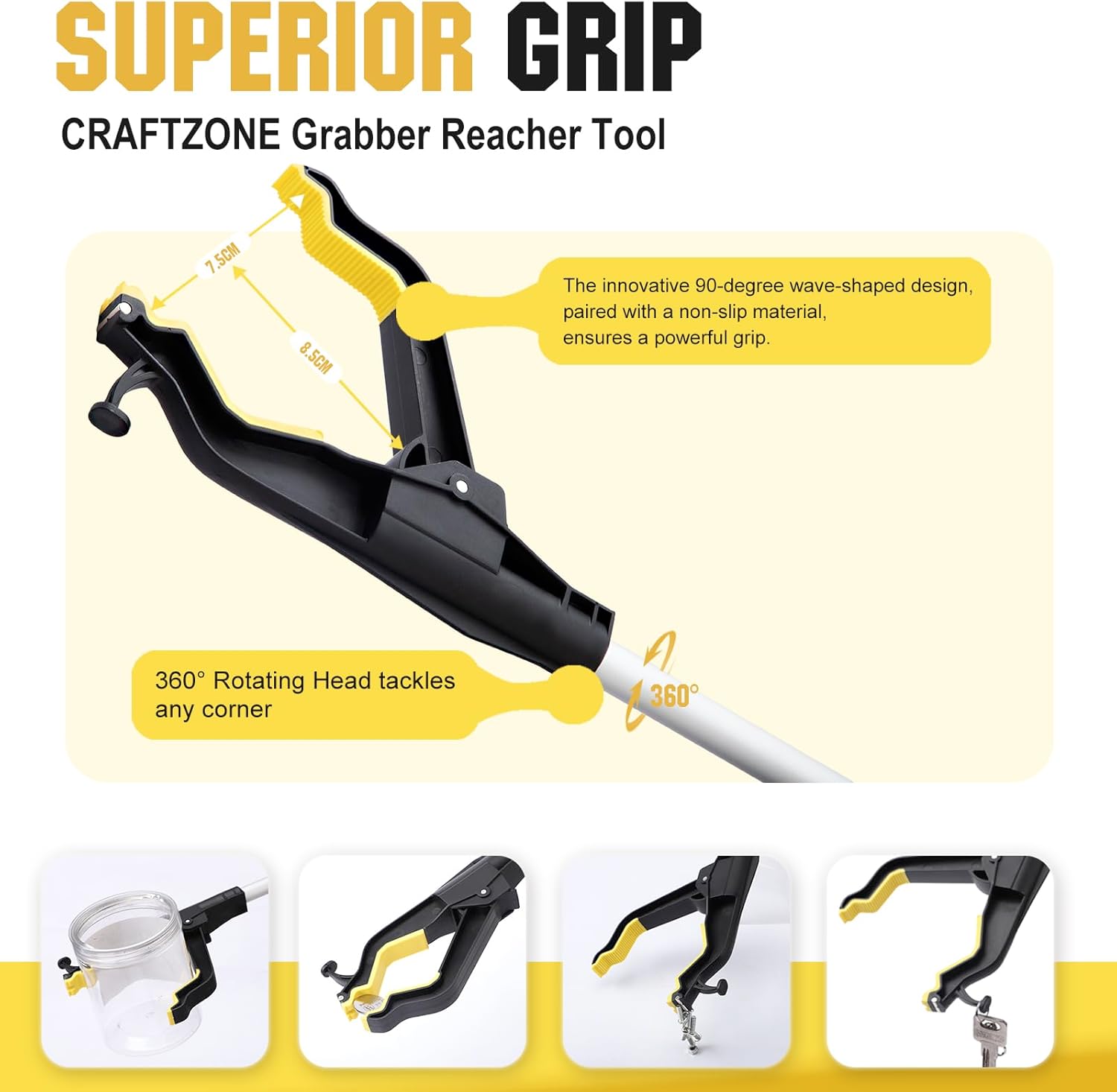 32" Grabber Reacher Tool, 2-Pack Foldable Reacher Grabber Pickup Tool with Shoe Horn, Trash Picker Upper Grabber with