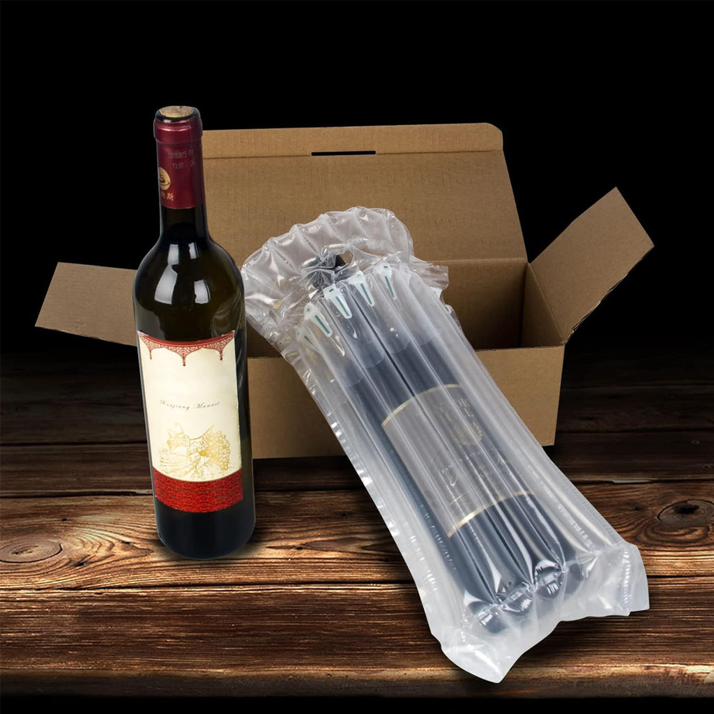 Wine Bottle Travel Protector Bags, 100 Pack Inflatable Air Column Cushion Bubble Bags, Reusable Wine Bottle Protector
