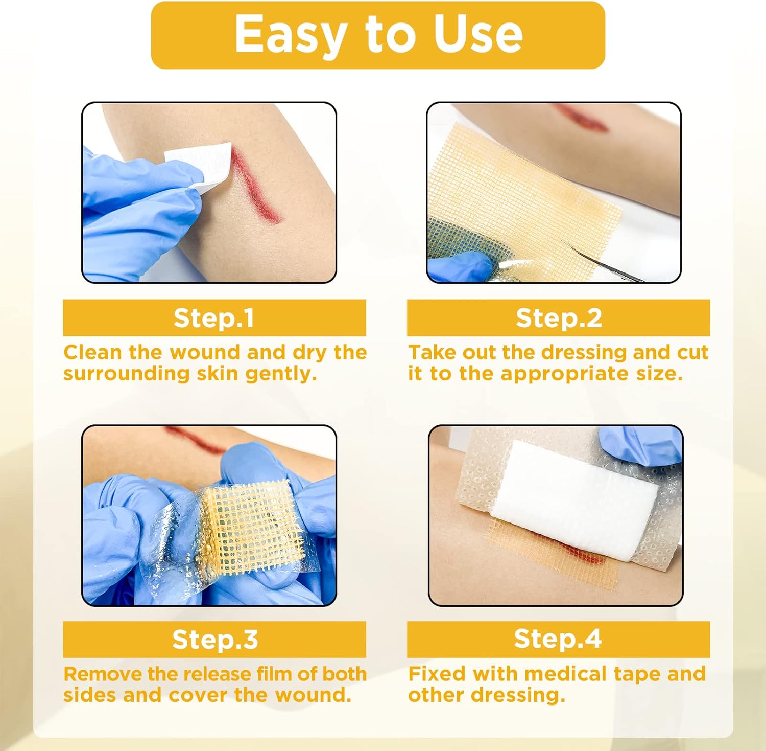 Honey Gauze Wound Dressing, 4" x 4" Manuka Honey Wound Care, Medical Grade Honey Bandages for Wound Care, Honey Patch