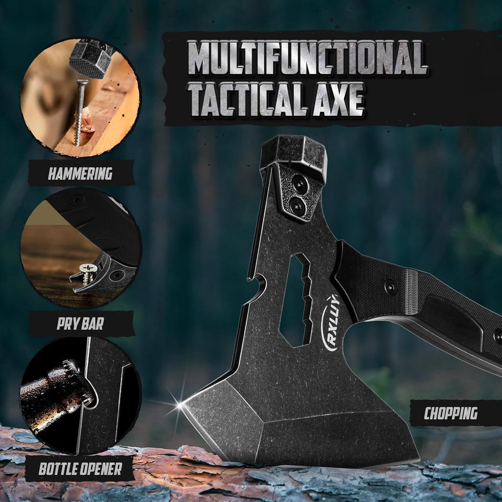 Tactical Axe with G10 Handle Camping Survival Hatchet, Multifunctional Outdoor Hiking Heavy Duty Full Tang Tomahawk