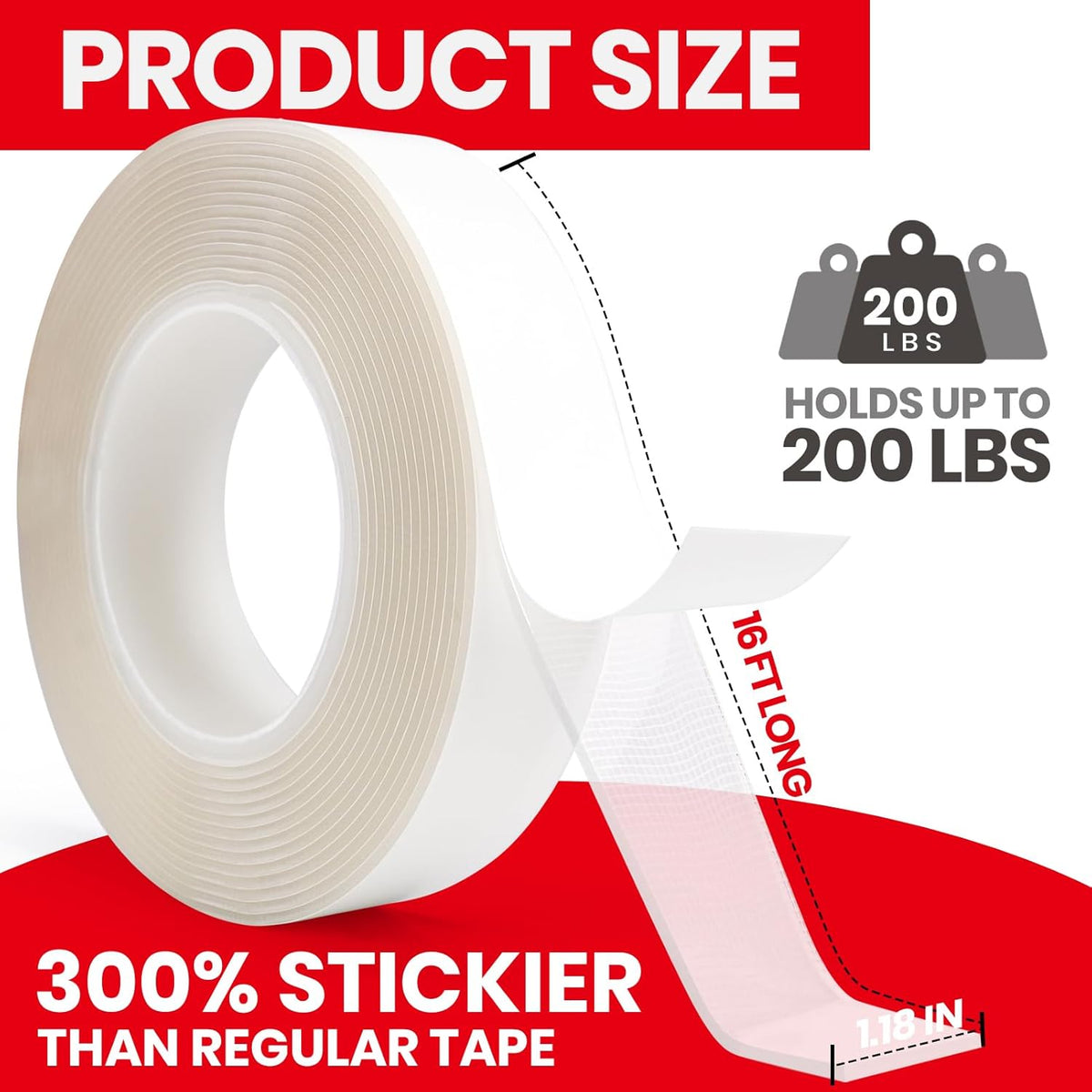 ADHES Double Sided Tape Heavy Duty, 1.18in x 16.4ft, Nano Tape