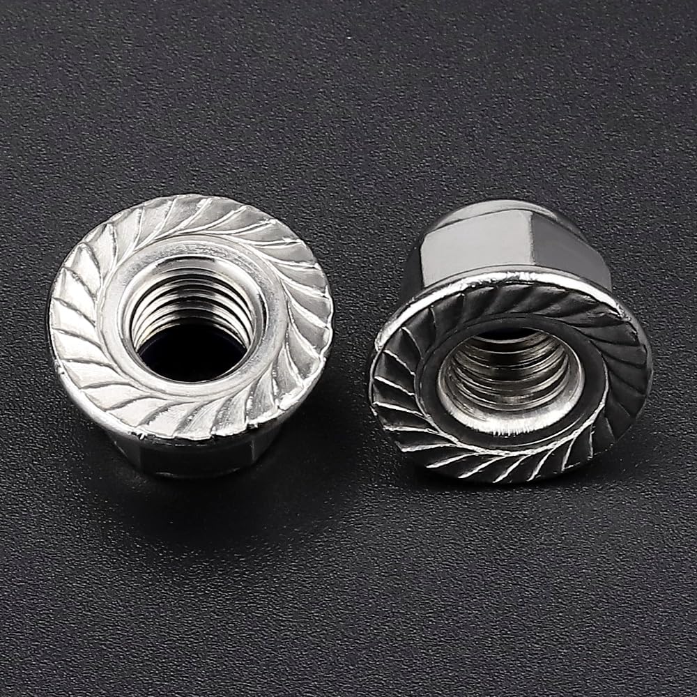 M4-0.7 (50 Pack) Hex Flange Locknuts, Serrated Flange Washer, Stainless Steel 304 (18/8)