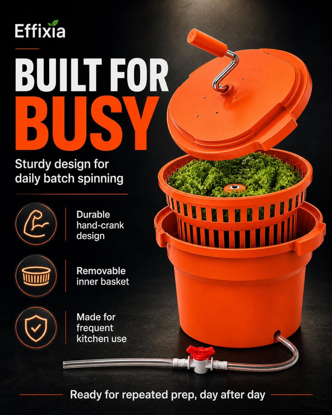 Commercial Salad Spinner - 6.5 Gallon Large Capacity Lettuce Dryer