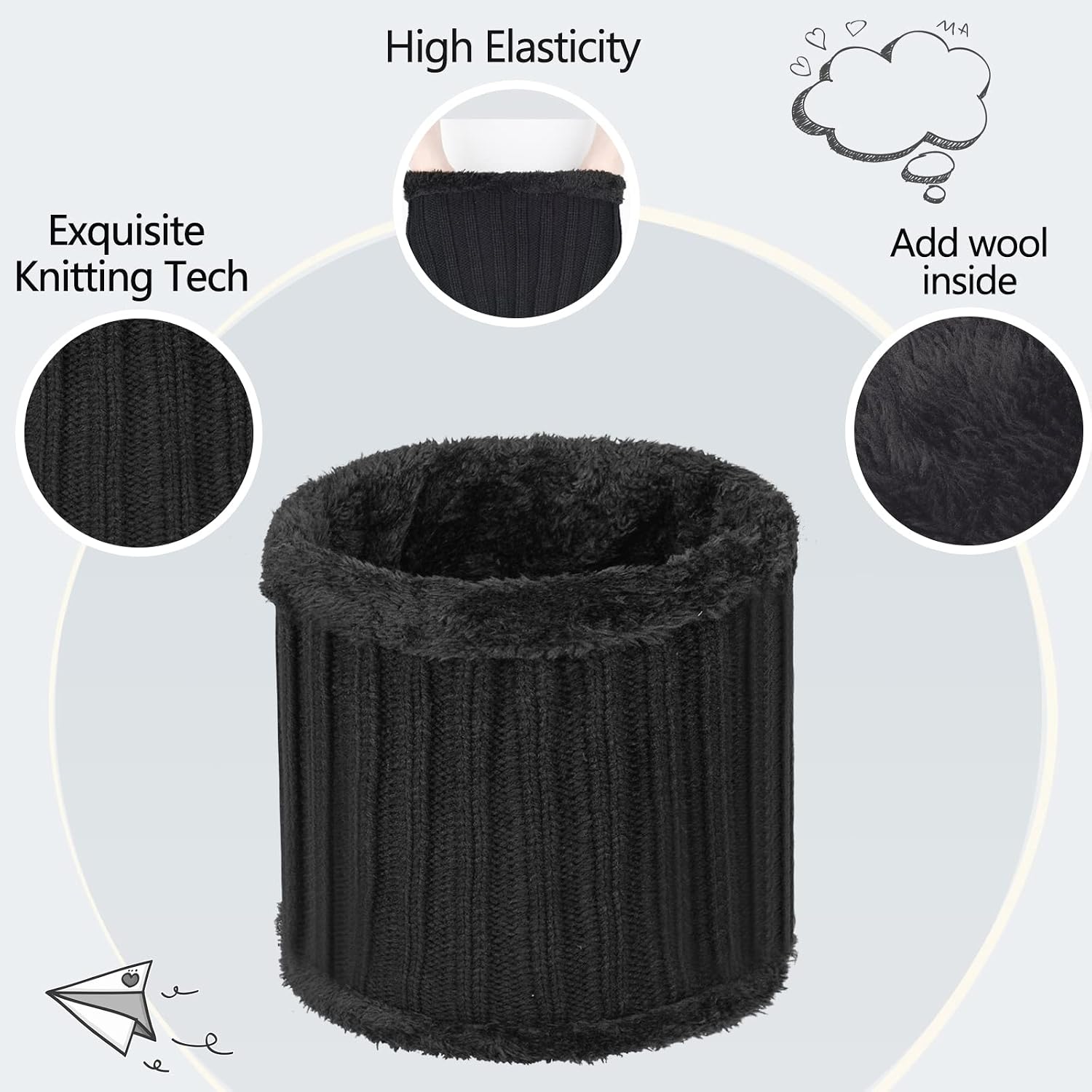 Kids Winter Knit Beanie Hat Scarf Gloves Set for Girls Boys Warm Thick Fleece Lined Cap with Pompom Mittens Neck Warmer