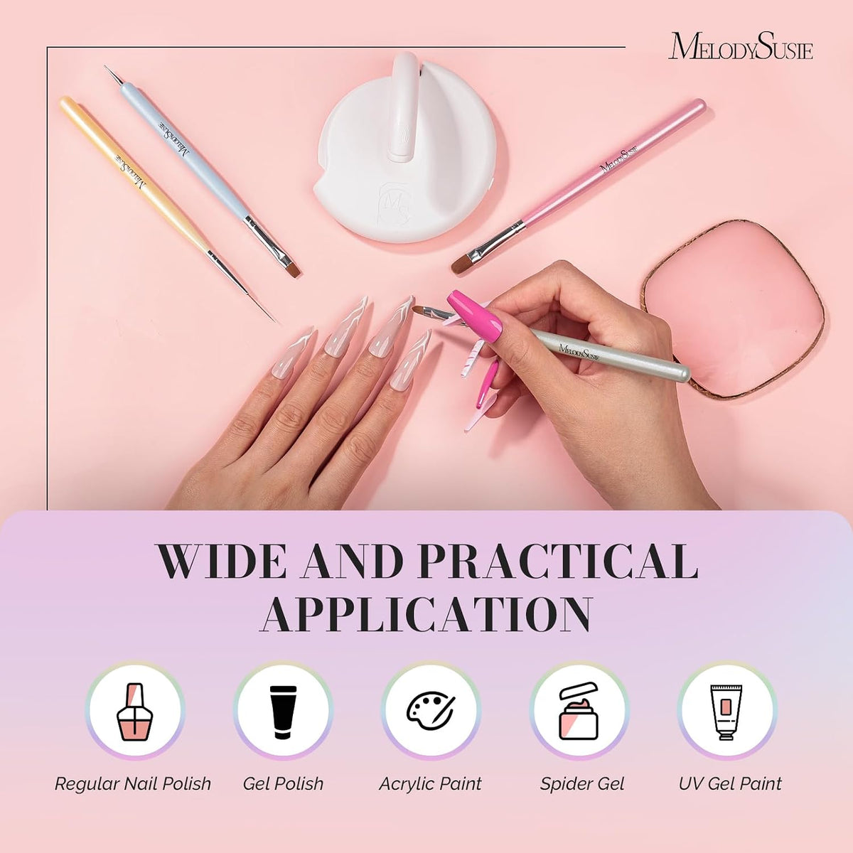 Nail Art Brushes Set, 6pcs Nail Art Design Pen Painting Tools
