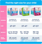 Girls Toddler Pull On Training Pants with Tear Away Seams, 156 ct