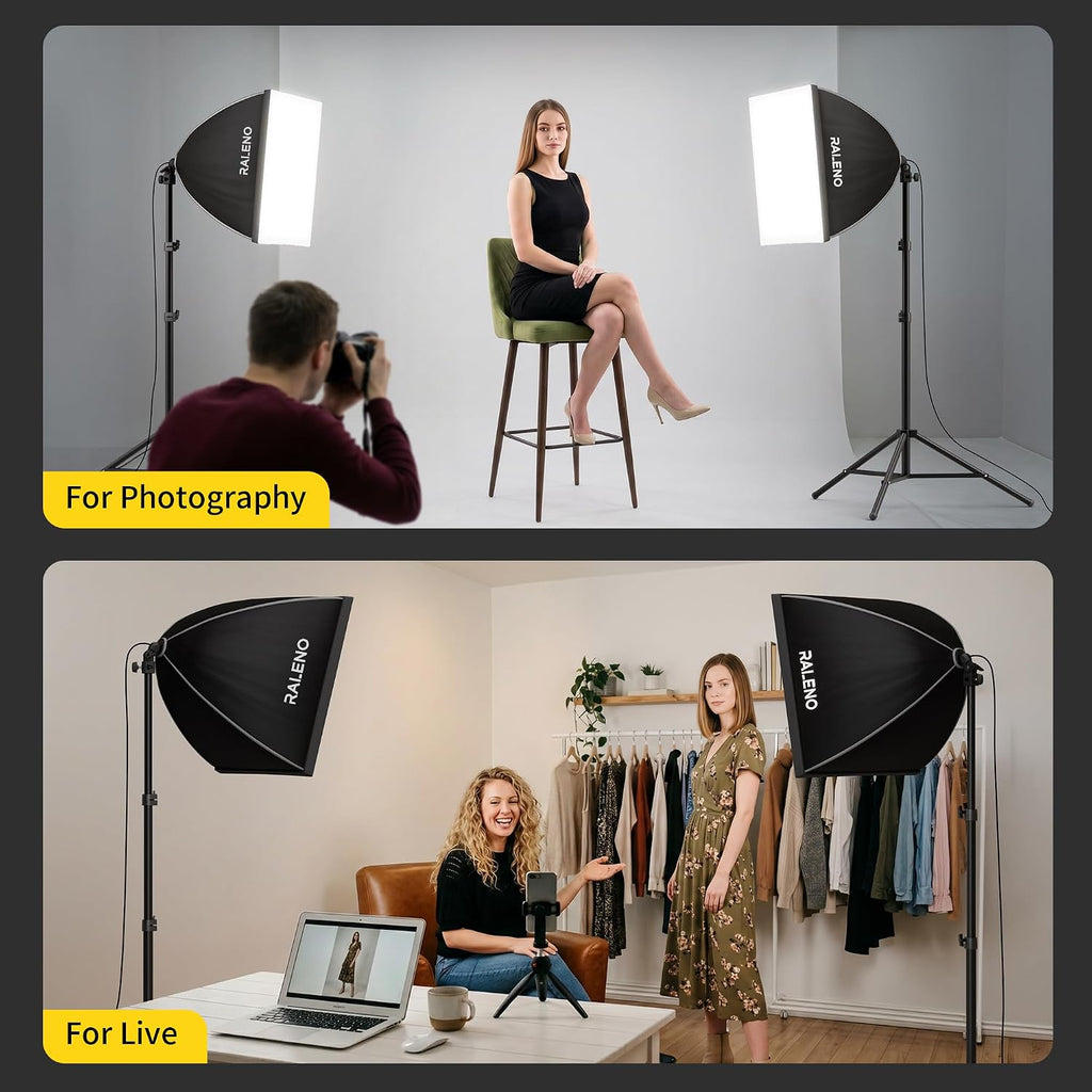 Softbox Lighting Kit, 2Pack 20"x20" Soft Box Light for Photography | Studio Lights with 2.4G Remote & 50W 2500-7500K