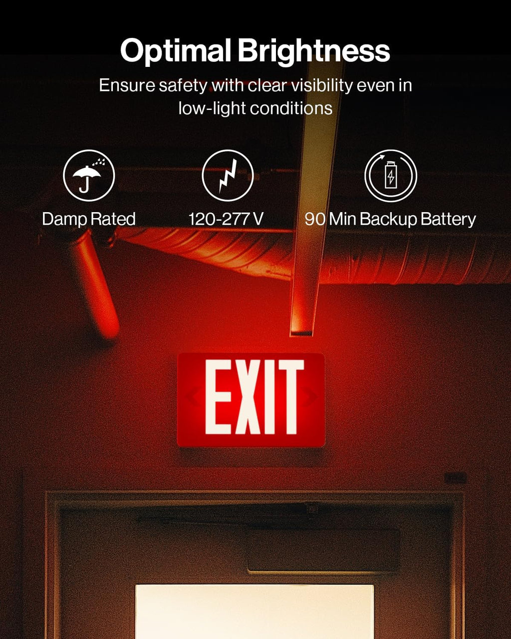 Sunco 6 Pack Red LED Exit Signs, Doublesided, 90 Minute Backup Battery